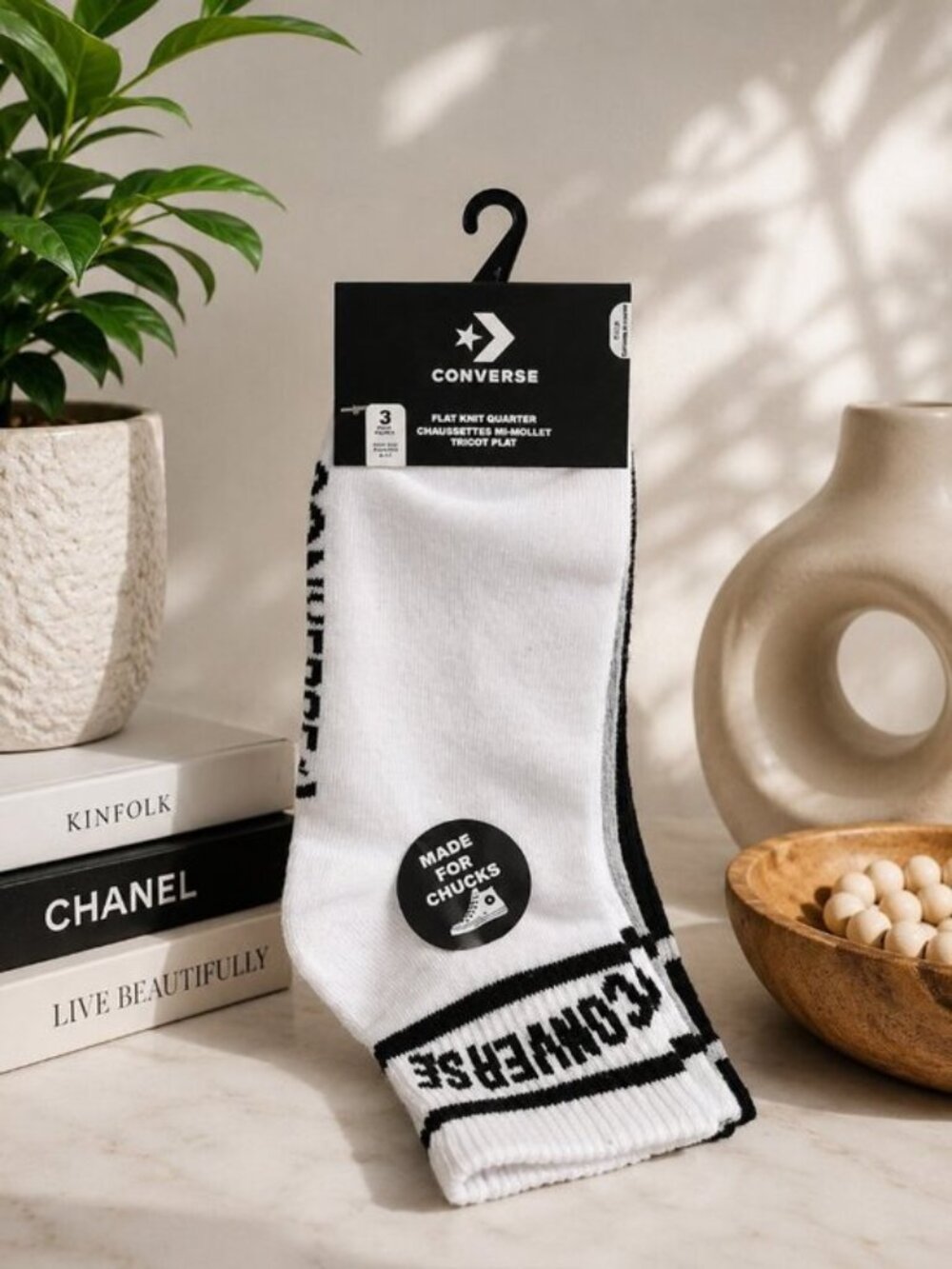 Converse Quarter Socks 3 Pack Women's Black Gray White Fits 4-10 NWT